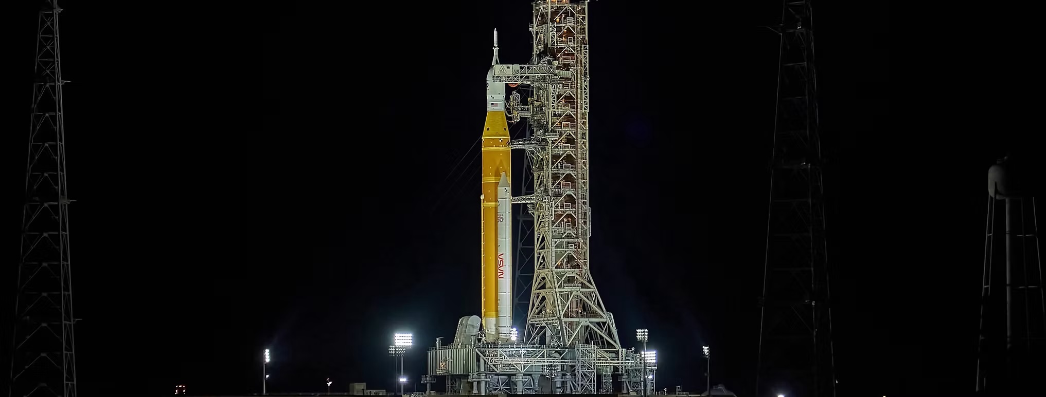 Artemis II on the launch pad at Kennedy Space Center